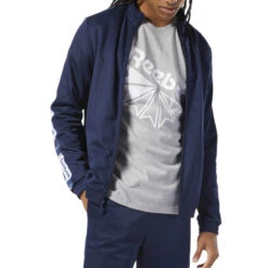 Sweat Reebok TAPED TRACK TOP -Hommes Vêtements Magasin veste de survetement reebok classics ref dt8148 2